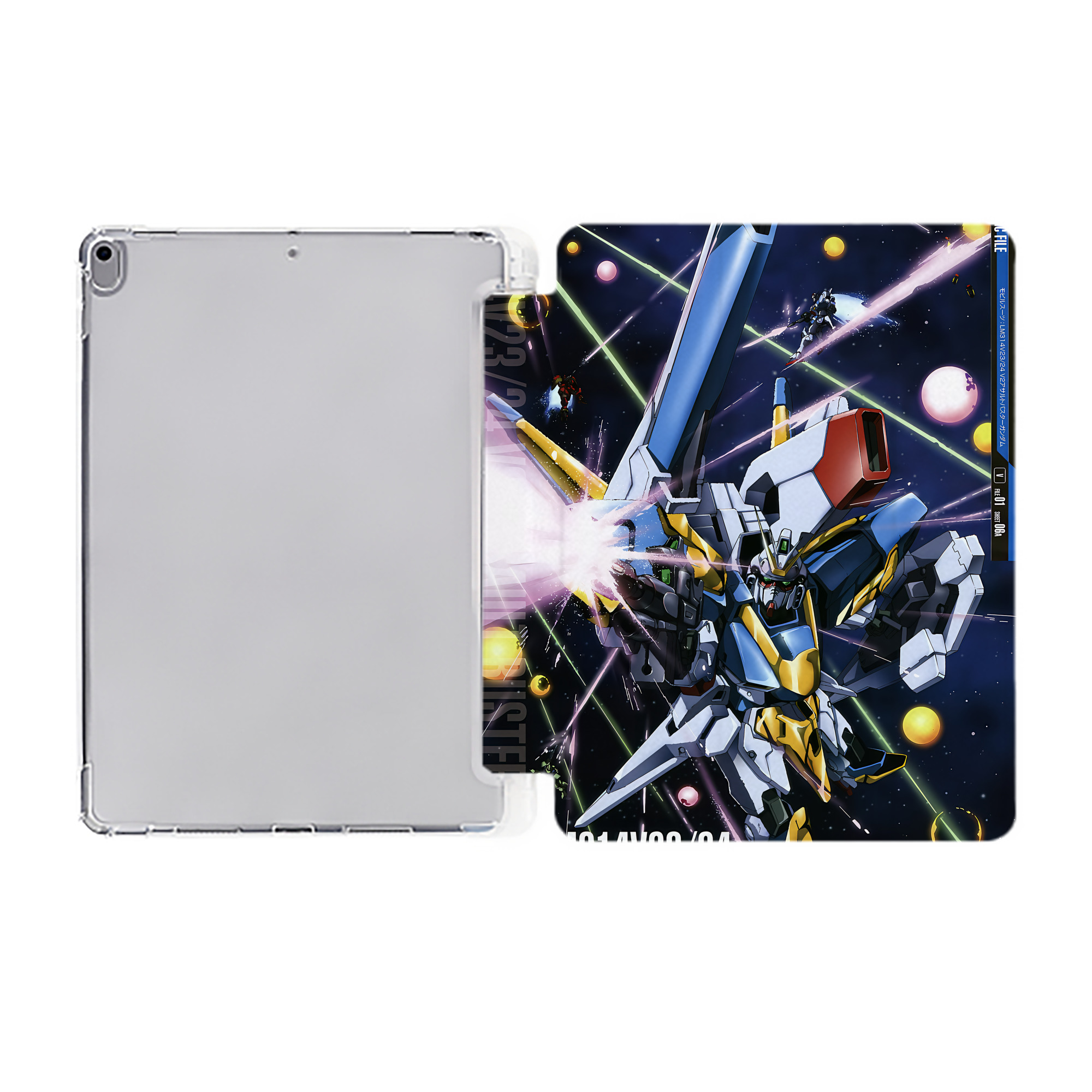 （画像用） 機動戦士ガンダム Mobile Suit Gundam IPad ケース ペン収納付き 三つ折りスタンド PUレザー×シリコン 対応機種9.5/10.5/10.9インチ